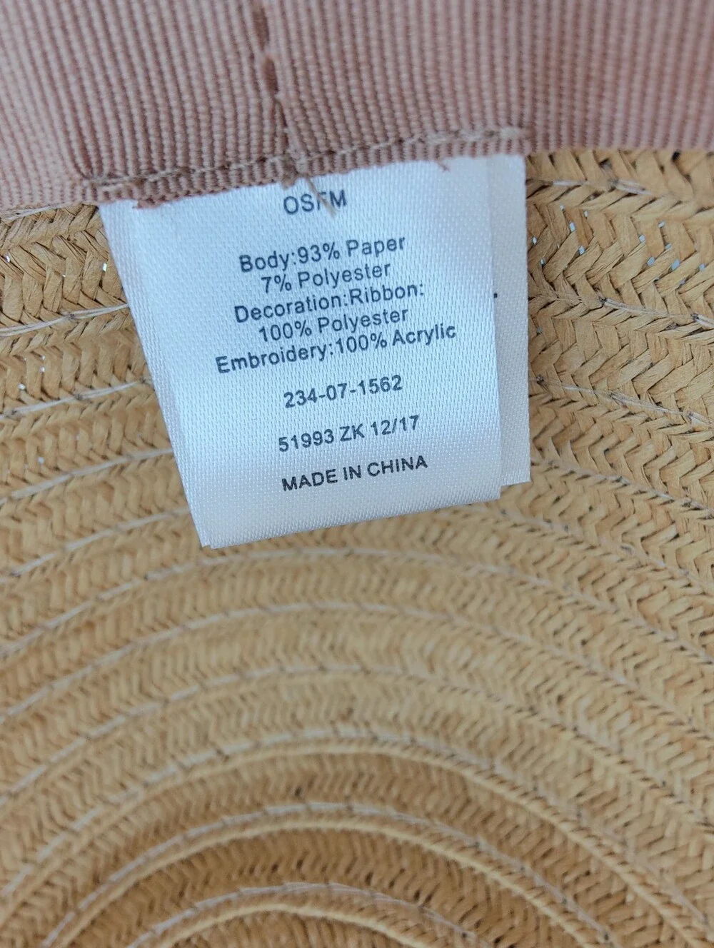 EUC Accessory Depot Wide Brim Woven 'Beachy' Embroidered Sun Hat, OS